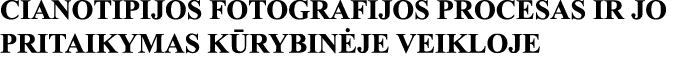 CIANOTIPIJOS FOTOGRAFIJOS PROCESAS IR JO PRITAIKYMAS KŪRYBINĖJE VEIKLOJE
