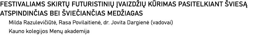 FESTIVALIAMS SKIRTŲ FUTURISTINIŲ ĮVAIZDŽIŲ KŪRIMAS PASITELKIANT ŠVIESĄ ATSPINDINČIAS BEI ŠVIEČIANČIAS MEDŽIAGAS Milda   