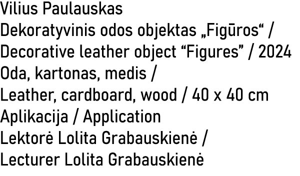 Vilius Paulauskas Dekoratyvinis odos objektas „Fig ros“ / Decorative leather object “Figures” / 2024 Oda, kartonas, m...