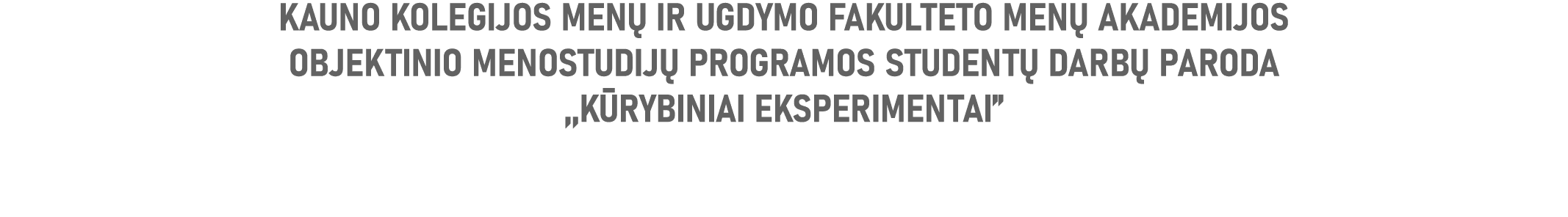 KAUNO KOLEGIJOS MEN IR UGDYMO FAKULTETO MEN  AKADEMIJOS OBJEKTINIO MENOSTUDIJ  PROGRAMOS STUDENT  DARB  PARODA ,,K R...