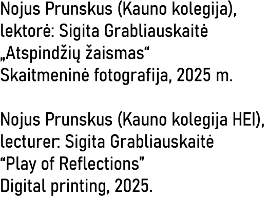 Nojus Prunskus (Kauno kolegija), lektorė: Sigita Grabliauskaitė  Atspindžių žaismas  Skaitmeninė fotografija, 2025 m    