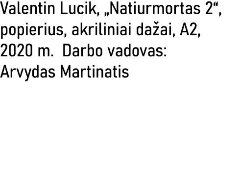 Valentin Lucik,  Natiurmortas 2 , popierius, akriliniai dažai, A2, 2020 m  Darbo vadovas: Arvydas Martinatis