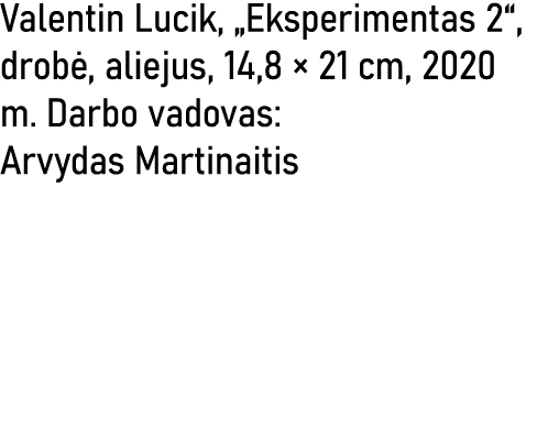Valentin Lucik,  Eksperimentas 2 , drobė, aliejus, 14,8   21 cm, 2020 m  Darbo vadovas: Arvydas Martinaitis 