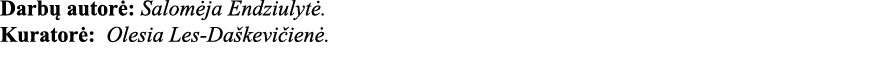 Darbų autorė: Salomėja Endziulytė  Kuratorė: Olesia Les-Daškevičienė 